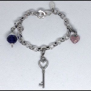 Origami Owl Charm Bracelet With 3 Crystal Charms